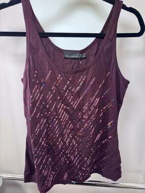 The Limited Purple Cotton Modal Sequin Embellished Tank Top Size L